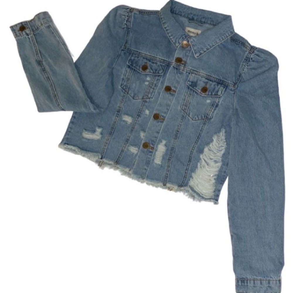 WOMEN’S DENIM JACKET DISTRESSED BUTTON UP JEAN